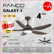 [FREE GIFT] FANCO Galaxy-5 DC Motor 38"/48"/56" Ceiling Fan with 3 Tone 24W LED Light Kit and Remote Control