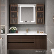 New Chinese Style Bathroom Cabinet Modern Minimalist Washbasin Cabinet Combination Solid Wood Hand Washing Washstand Bathroom Smart Mirror Cabinet