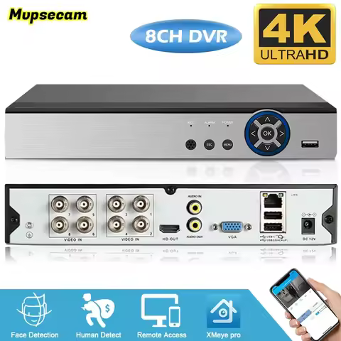 Face Human Detection WIFI P2P View 8CH AHD 4K Surveillance DVR NVR 8 Channel 8MP Up To 16CH 1080P Se