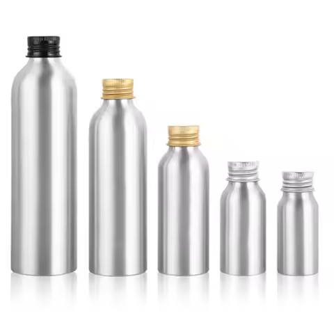Aluminum Bottle 1oz 2oz 4/8oz 20/30/50/60/100ml/150/200/250ml,Empty Round Sliver Metal Bottle With A