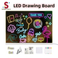 [SG Stocks]LED Drawing Board Luminous Writing,Message Drawing Board For Kid Acrylic Erasable Drawing