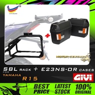SET KOMBO KOTAK/BOX GIVI E23 E23N-S-OR SIDE CASES + YAMAHA R15 SBL SIDEBAG HOLDER