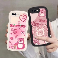 Casing for iPhone 7plus iPhone8plus cute strawberry bear wave edge silicone anti-wrestling soft case