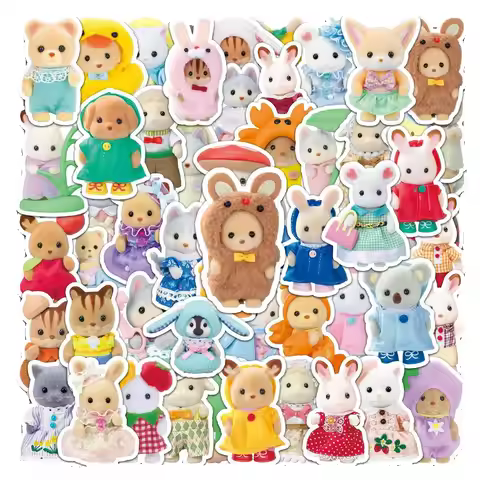 51Pcs Calico Critters Family Stickers Decals For Laptop Scrapbook Luggage Guitar Helmet DIY Graffiti