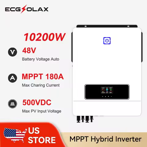 ECGSOLAX 10.2KW Hybrid Solar Inverter MPPT 180A Off-Grid Hybrid Inverter Max 500V 48V 230Vac Solar H