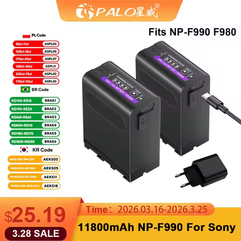 NP-F990 NP F990 Battery PD30W Fast Charging Fits SONY NP F980 F970 F960 F750 F550 F570 MC1500C PLM-1