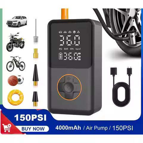 Pump Mini Bike Tire Pump 150 PSI Tire Inflator Air Compressor Cordless , Air Pump for Car with Press