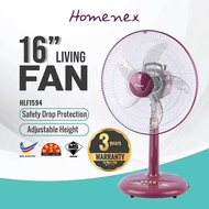 HOMENEX HLF1594 16" Stand / Table Fan Kipas Berdiri Meja Adjustable Height Living Fan/HTF316 16" Tab