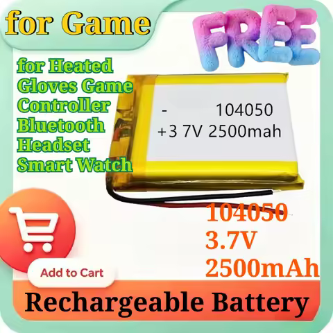104050 3.7V 2500mAh Rechargeable Battery 1S1P Li-Polymer Battery for Heated Gloves Game Controller B