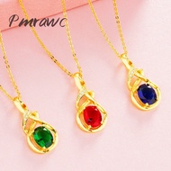 Pmrawc | Au999 Gold Inlaid Oval Color Zircon Necklace FS1416