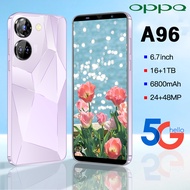 โทรศัพท์ OPPQ A96 smartphone5G สมาร์ทโฟนใหม่เอี่ยม โทรศัพท์มือถือราคาถูกๆ จอ 6.7 นิ้ว（แรม16GB+รอม512GB）AMOLED กล้อง HD ราคาสุดคุ้ม คุณภาพดี รองรับแอปธนาคารได้ ปลดล็อคการจดจำใบหน้า ระบบนำทาง GPS ชาร์จไว เมนูภาษาไทย