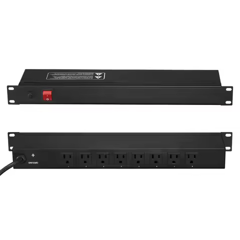 SucceBuy 1U PDU 8/10/12 Outlets 110-125V/15A Rack Mount Power Strip Fits Standard 19 Server Racks Id