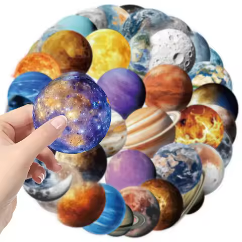 10/30/50PCS Cute Cartoon Planet Transparent PET Sticker DIY Phone Laptop Luggage Skateboard Graffiti