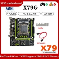 X79G Motherboard+ Cable+Bezel LGA2011 4XDDR3 RECC Slot M.2 NVME PCI-E X16 6XUSB2.0 SATA3.0 Server Ga