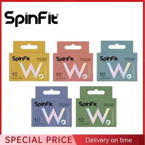 SpinFit W1 Silicone Ear Tips Eartips Patented Medical-Grade Double W-Shaped Tube Core for Earphone N