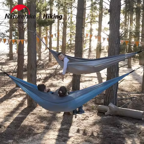 NatureHike Hammock Portable Double Camping Hammock Folding 2 Person Backyard Parachute Rope Hammock