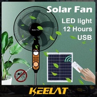 KEELAT Outdoor Solar Fan 16 Inch Floor Fan Strong Wind 38dB Quiet Oscillating Rechargeable Fan With 