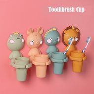 Children/Kids Animal Theme Wall Mounted No Drill Toothbrush Cup Holder With Gaggle Cup
