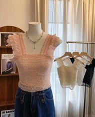 K200. Áo 2 dây nữ dánh tiên viền bèo nữ tính tiểu thư sẵn đệm xu hướng 2025