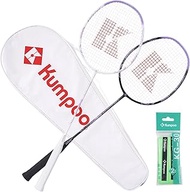 KUMPOO Badminton Set with 2 Carbon Shaft Badminton Rackets, Replacement Overgrips and 1 Racket Bag,