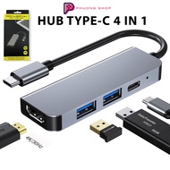 4 in 1 Type C Hub - USB 3.1 Type-C to HDMI Thunderbolt 3 USB Type C, USB 3.0 for Laptop Phone Projec