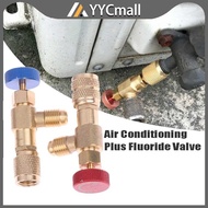 R410 R22 Brass Refrigerant Control Valve 1/4 " R22 R410 Refrigeration Charging Adapter