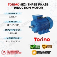 TORINO 3 PHASE INDUCTION MOTOR (IE2) 0.37kW (0.5HP)  B3 B5 B14 ELECTRIC MOTOR 2 POLE 4 POLE 6 POLE