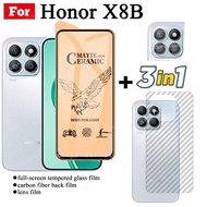 3 IN 1Honor X8b Ceramic Tempered Glass for Honor X8 B X 8B Camera Lens Glass Screen Protector and Ba