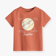 Boys and Girls Tops with Planet Jupiter Motif in Terracotta Color