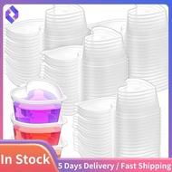 100 Sets 1.5 Oz Clear Heart Shaped Jello Cups with Lids, Small Condiment Containers, Dipping Sauce C