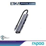 Rapoo XD61 6-in-1 USB-C Multi-function Hub | Type-C 6-Port Adapter (4K HDMI/ TF & SD Card/ PD 100W/ 