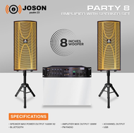 JOSON Professional Dual 8 Inches Audio Karaoke Component System 1500Watts (1 PC Amplifier +1 Pair Sp