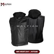 Leather Vest Hoodie Vest Riding Hoodie Vest Synthetic Leather Vest MF.VEST.041