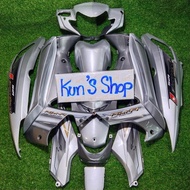 ชุดสี125iไฟเลี้ยวบังลมสีบอร์นตัดเทาลายใหญ่ปี2007ชิ้นงานสนิทเปลือกงานABS มี13ชิ้น