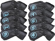 10pcs/Set Soft Leather with Puppy Design Golf Club Iron Head Covers 4-9, Pw,Sw,Aw,Blank One Fit Righ