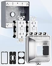 SURAIELEC Outdoor GFCI Outlet Kit with in-Use Cover and Junction Box, 2-Gang Extra-Duty Lockable Out