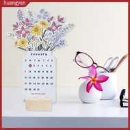 huangyan|  Variety of Patterns Desk Calendar Desk Calendar 2024 2024 Bloomy Flower Desk Calendar with Wooden Base Monthly Desktop Calendar for Home Office School Decoration