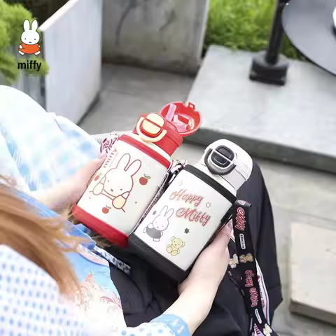 Miffy Cartoon Cute Children's Pot Anime Printed Thermos Cup Kawaii Student Drinking Cup Children's P