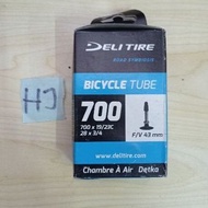 Delitire Tube Inner Tube 700x19-23C FV 43 mm 700 x 19 -23C FV Presta suitable for Roadbike Fixie