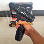 cordless drill besi kayu 12v volt jld 12s mesin bor obeng baterai cas - hitam j12s