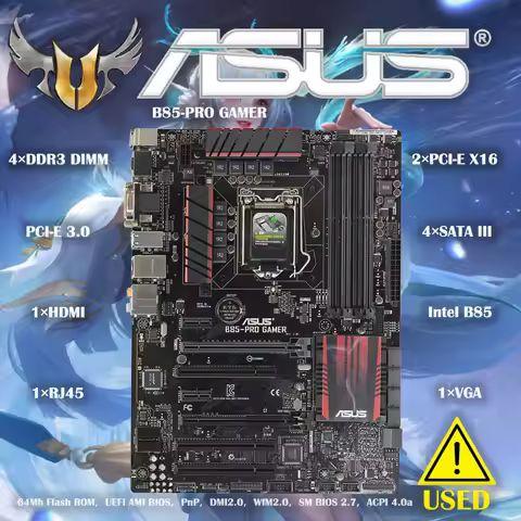 Original Asus B85-PRO GAMER Desktop Motherboard B85 Socket LGA 1150 i7 i5 i3 DDR3 32G SATA3 USB3.0 A