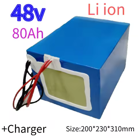 Batterie LiFePO4 48V 80Ah avec BMS 16S + Chargeur 10A JN | 48V 80Ah LiFePO4 Battery 16S BMS +10A Cha