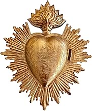 Sacred Heart, Metal Heart Milagro, Heart Box, Ex Voto, Prayer Holder (Antique Gold)