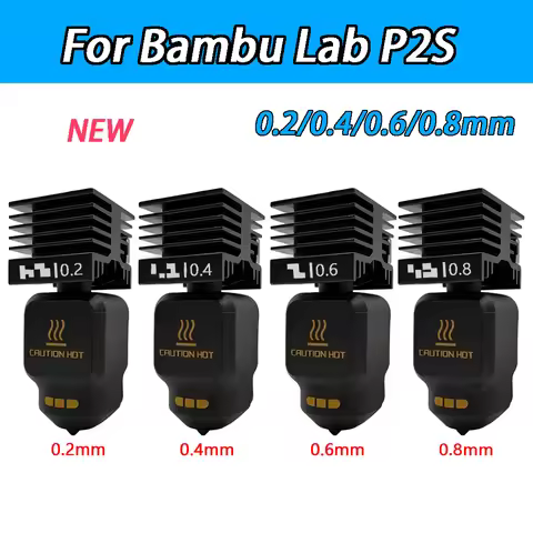 Upgraded Hotend Kit For Bambu Lab P2S 0.2/0.4/0.6/0.8mm Hardened steel nozzle Replace Hot End Bambul