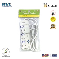 Acebell Power socket extension 3/4/5 Gang Socket with Neon Approved by SIRIM ACB-3GN/ ACB-4GN/ ACB-5