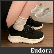[Eudora] Thick-soled Cloth Shoes Jogging Shoes Casual Shoes Socks Overshoes Flying Knitted Sneakers 