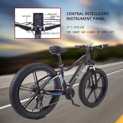 AKEZ Snow Electric Bicycle 26-inch Beach Tire Electric Bicycle 750W 48V10AH Brushless Motor 27-Speed