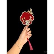Antique Small Chinese Style He Props Photo Show Handheld Silk Flower Fan Bride Bride Group Fan Weddi