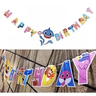 Happy birthday baby shark Big banner/bunting flag HBD