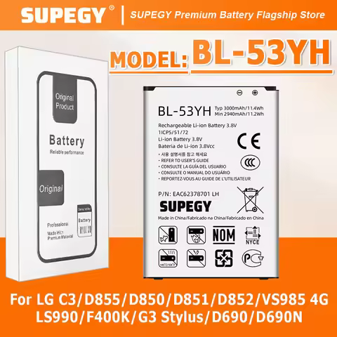 100% New Battery BL-53YH For LG C3/D855/D850/D851/D852/VS985 4G/LS990/F400K/G3 Stylus/D690/D690N Bat